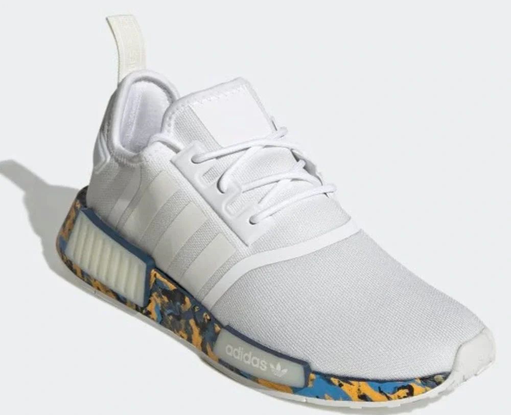 Adidas NMD_R1 White Camo Gold Blue GX4466 Men's Running Shoes Size 12 M